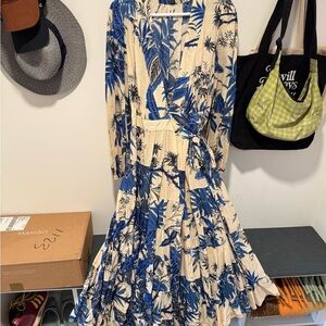 Floral Blue and Cream Wrap Dress